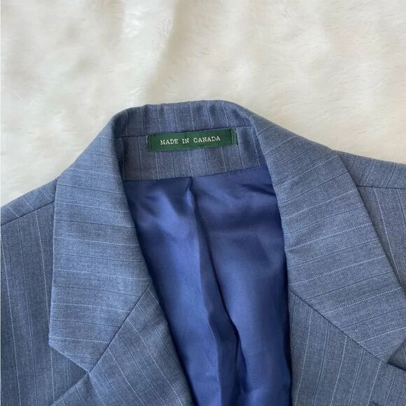 Ralph Lauren Canada 100% Wool Gray Striped Blazer Sport Jacket 38R *EXCELLENT* - Picture 4 of 13